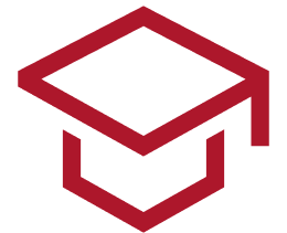 Here's an alt tag for the image: `Red graduation cap icon`