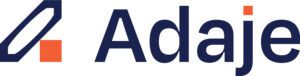 Adaje logo with geometric design elements.
