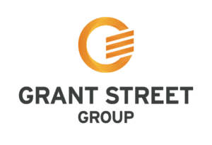 Grant Street Group logo on black background.